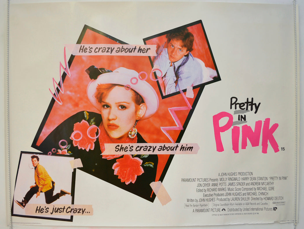 Pretty In Pink Original Quad Poster - Film Poster - Movie Poster  