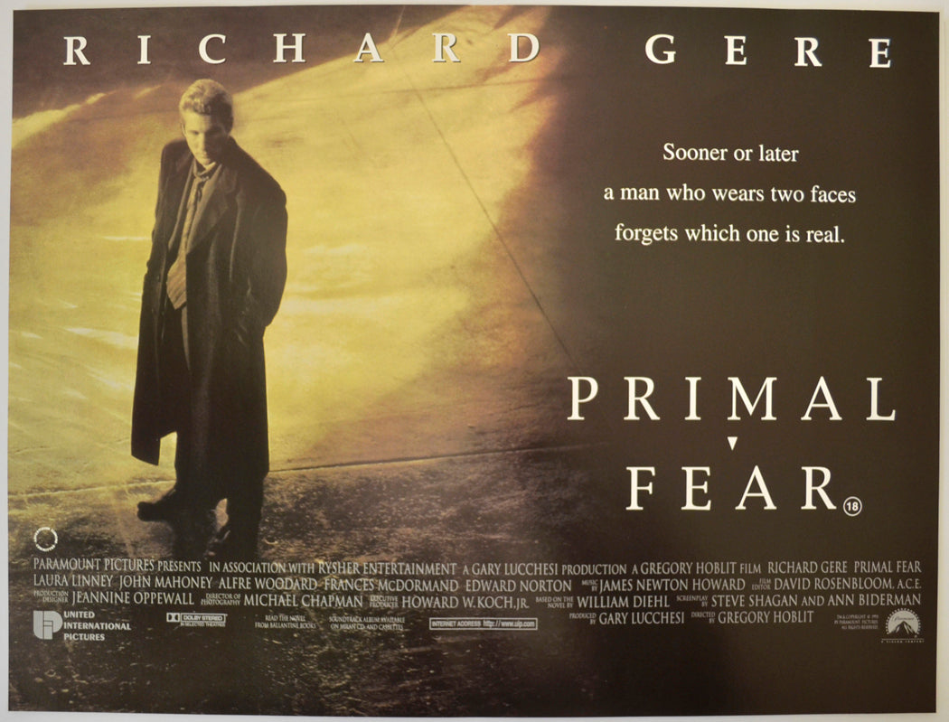 Primal Fear Original Mini Quad Poster - Film Poster - Movie Poster