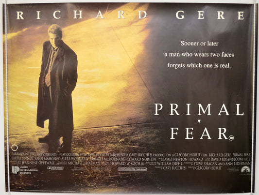 Primal Fear Original Quad Poster - Film Poster - Movie Poster  