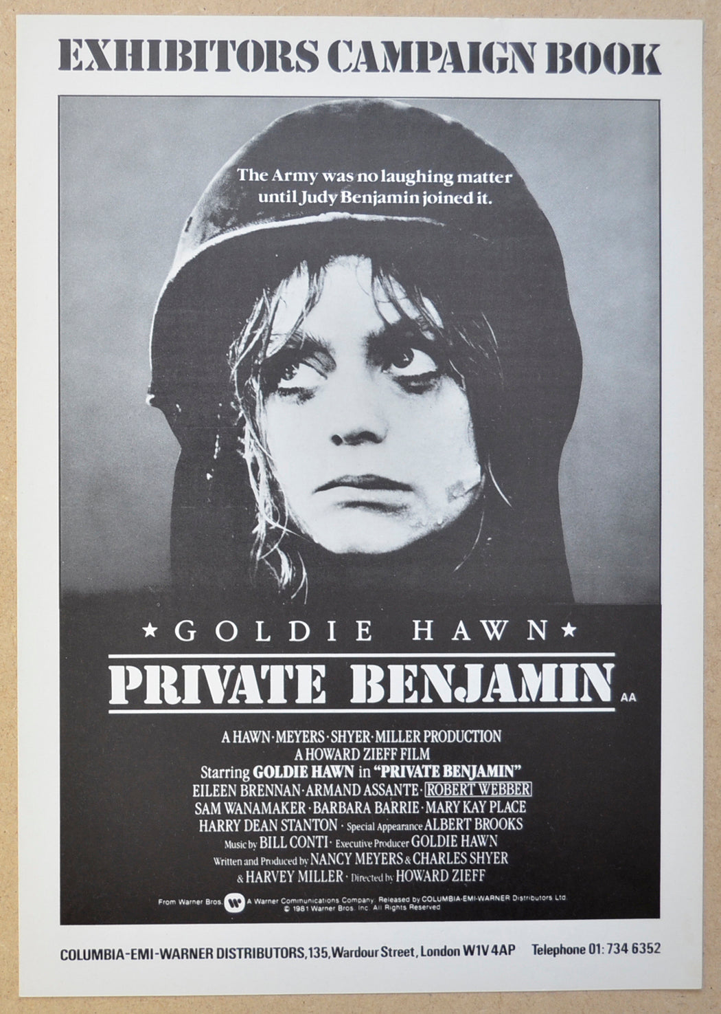 Private Benjamin Original 4 Page Cinema Exhibitors Campaign Press Book (UK)