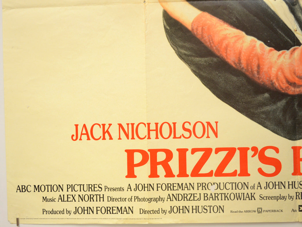 PRIZZI’S HONOUR (Bottom Left) Cinema Quad Movie Poster 