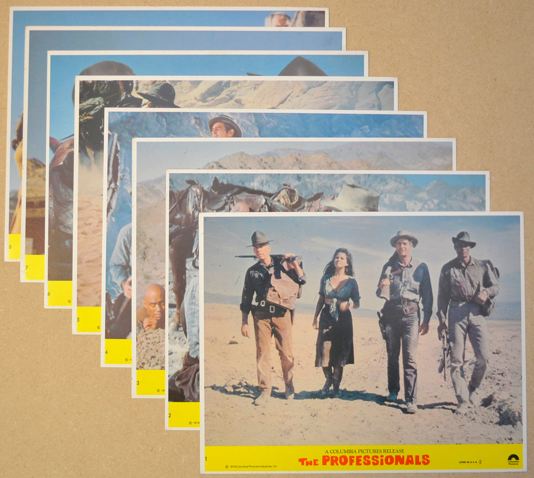 The Professionals  (1979 re-release set) Set of 8 Original Colour Front Of House Stills / 8x10 Lobby Cards 