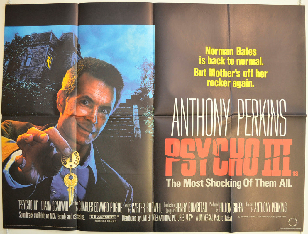 Psycho III  Original British Quad Poster - Film Poster - Movie Poster 