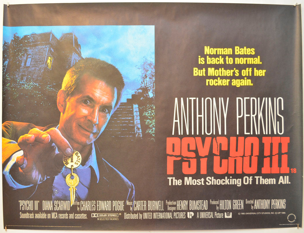 Psycho III Original Quad Poster - Film Poster - Movie Poster