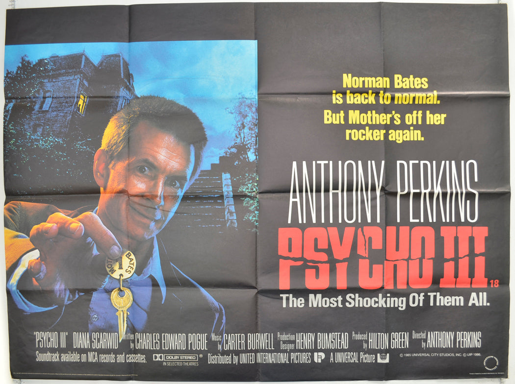 Psycho III  Original Quad Poster - Film Poster - Movie Poster 