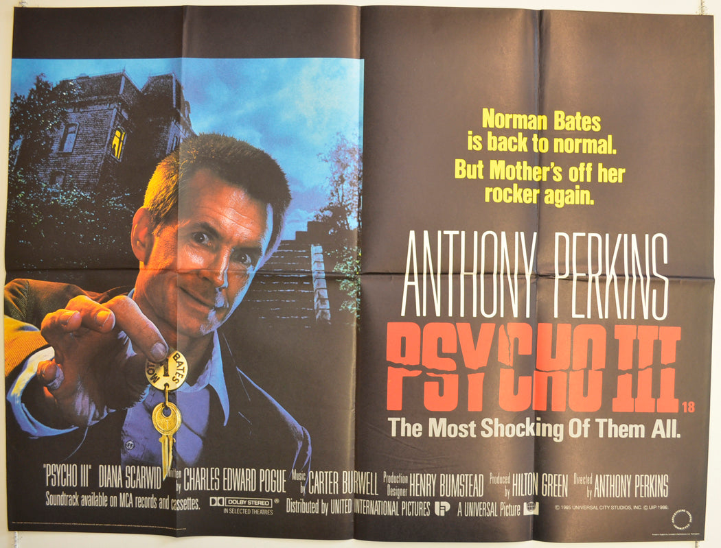 Psycho III  Original British Quad Poster - Film Poster - Movie Poster 