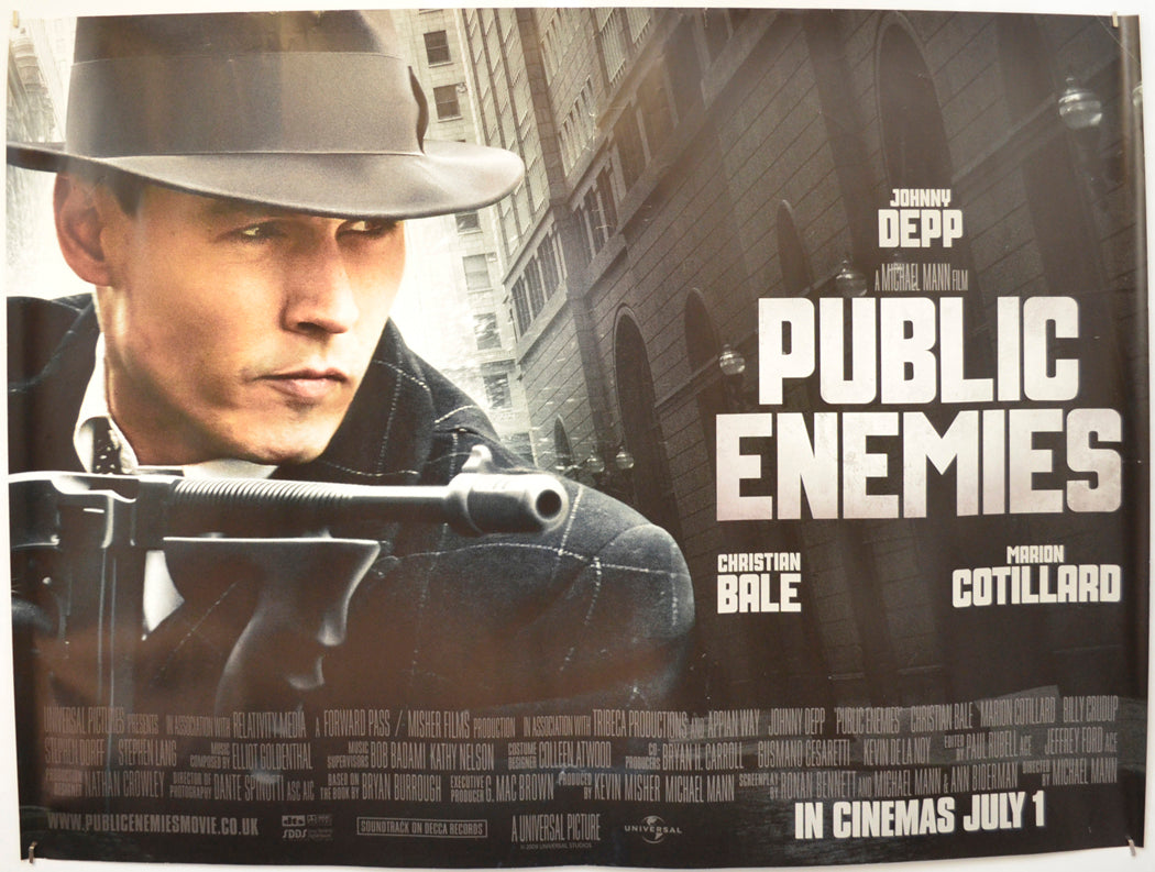 Public Enemies  Original Quad Poster - Film Poster - Movie Poster