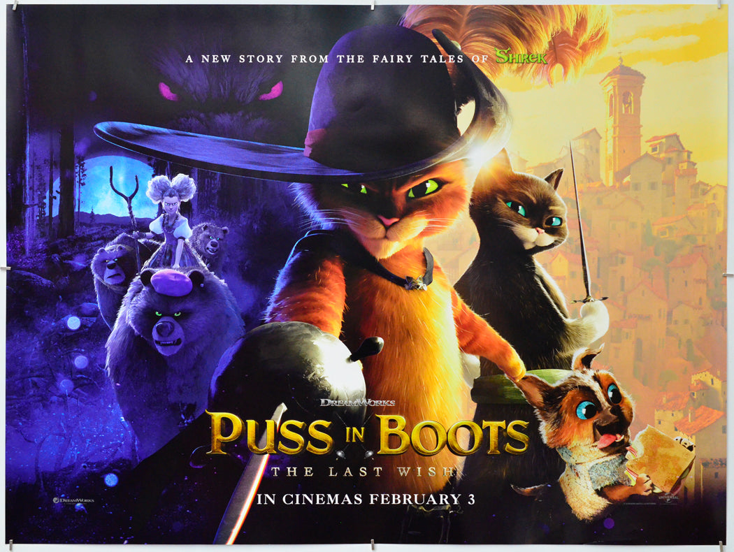 Puss In Boots: The Last Wish - Original Quad Poster - Film Poster - Movie Poster
