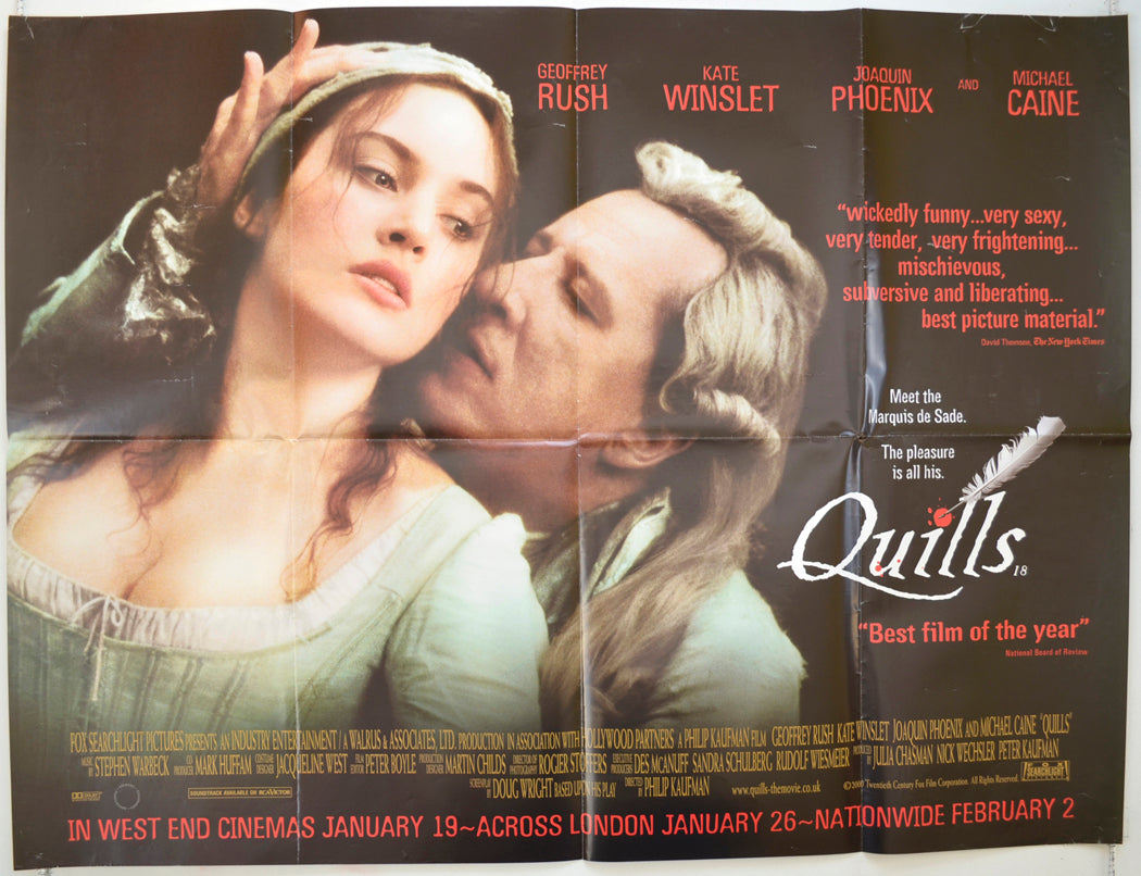 Quills Original Quad Poster - Film Poster - Movie Poster  