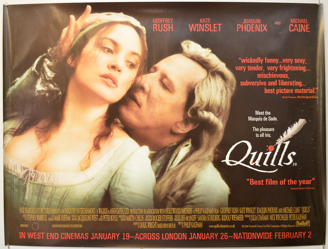 Quills Original Quad Poster - Film Poster - Movie Poster  