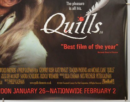 QUILLS (Bottom Right) Cinema Quad Movie Poster 