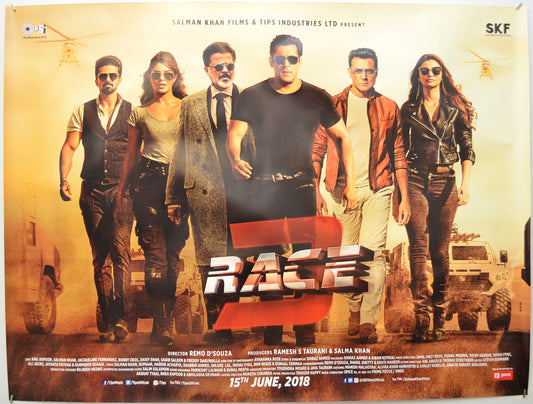 Race 3 (Bollywood) Original Quad Poster - Film Poster - Movie Poster