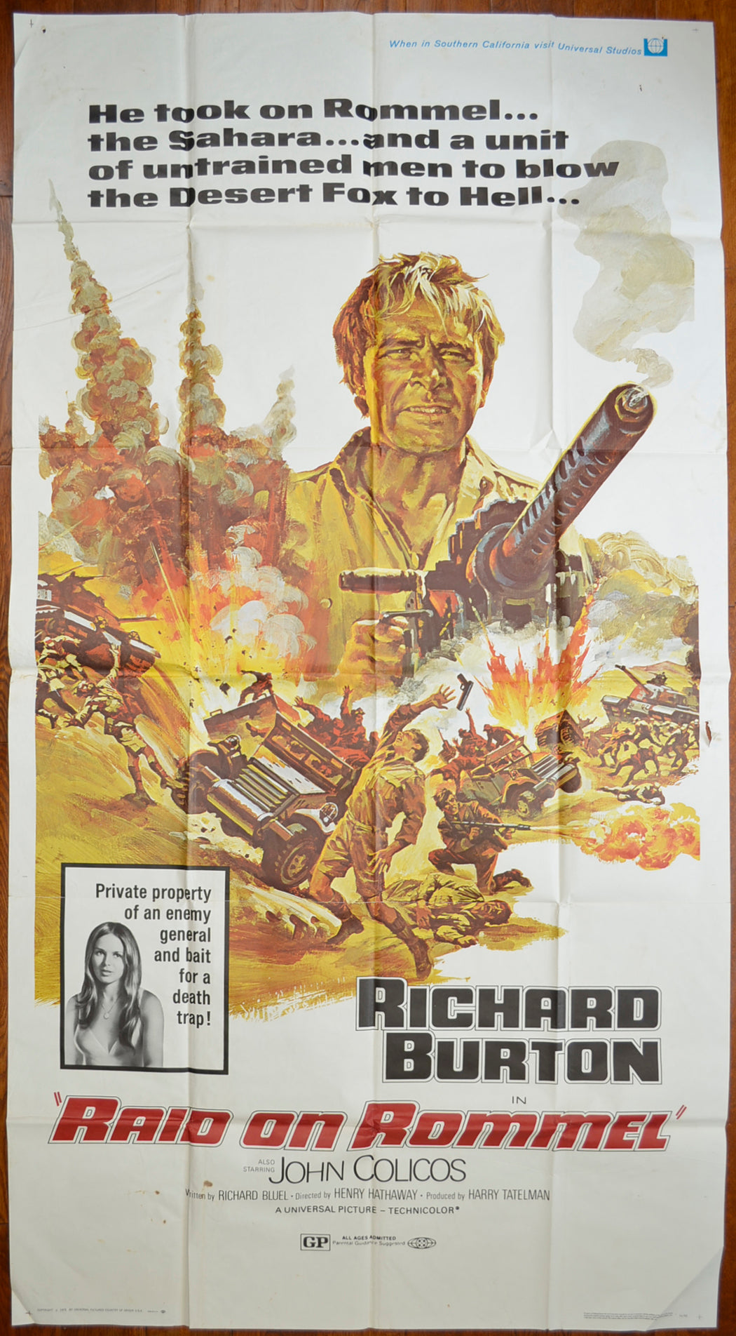 Raid On Rommel   Original US 3-Sheet Poster - Film Poster - Movie Poster 