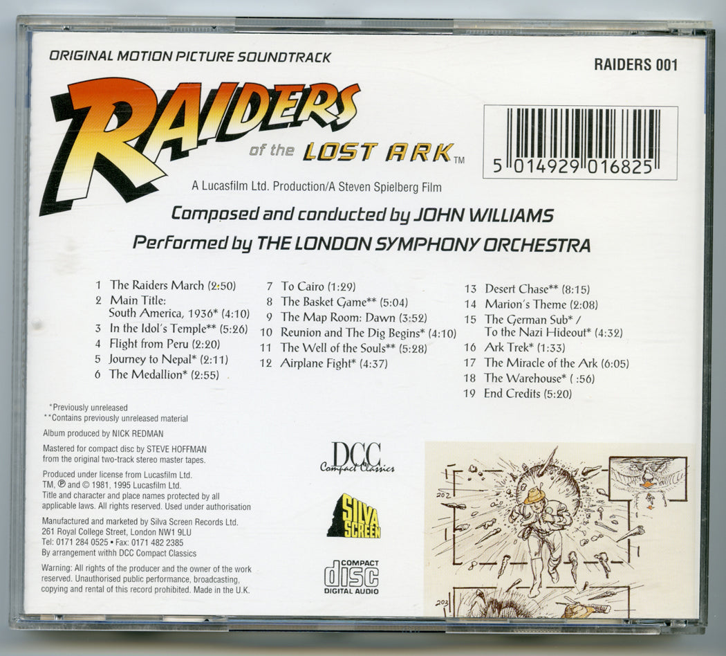 RAIDERS OF THE LOST ARK Original CD Soundtrack (back) 