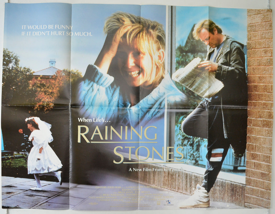 Raining Stones Original Quad Poster - Film Poster - Movie Poster  