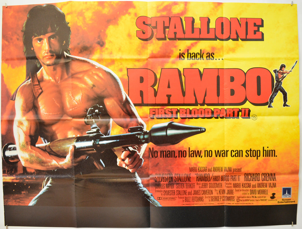 Rambo : First Blood Part II Original Quad Poster - Film Poster - Movie Poster