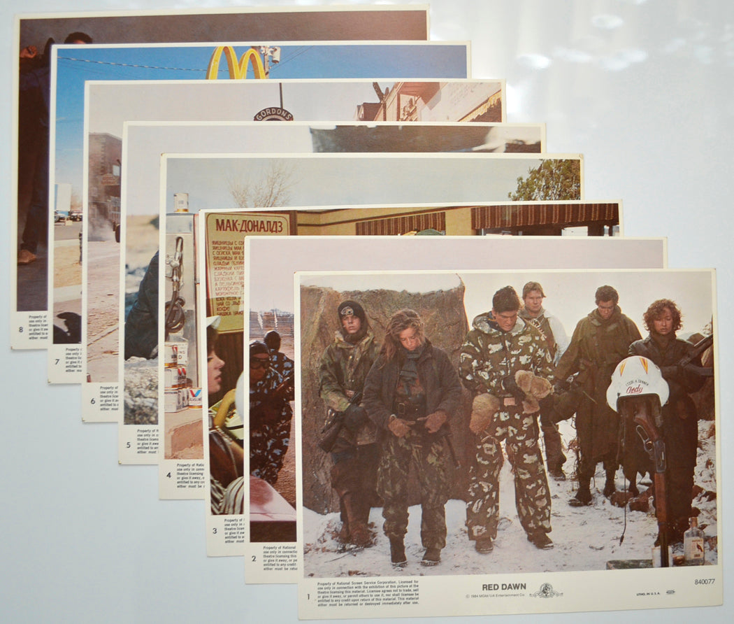 Red Dawn Set of 8 Original Colour Front Of House Stills / 8x10 Lobby Cards