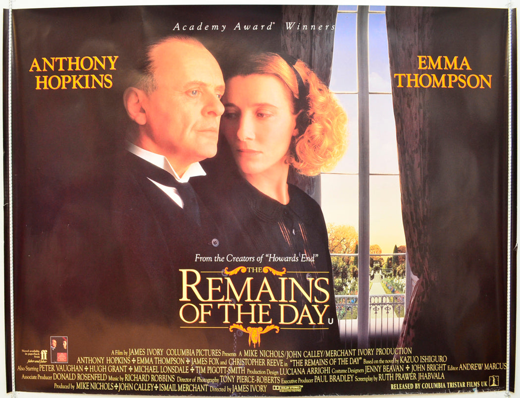 The Remains Of The Day  Original British Quad Poster - Film Poster - Movie Poster 