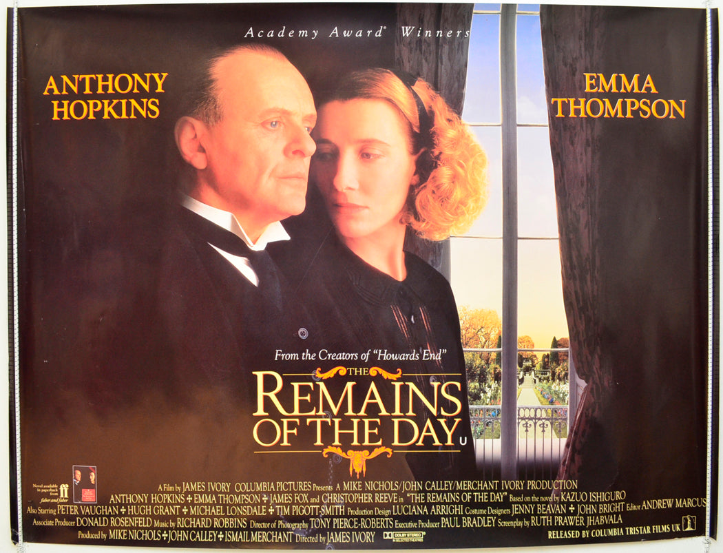 The Remains Of The Day  Original British Quad Poster - Film Poster - Movie Poster 