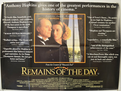 The Remains Of The Day (Reviews Version) Original Quad Poster - Film Poster - Movie Poster