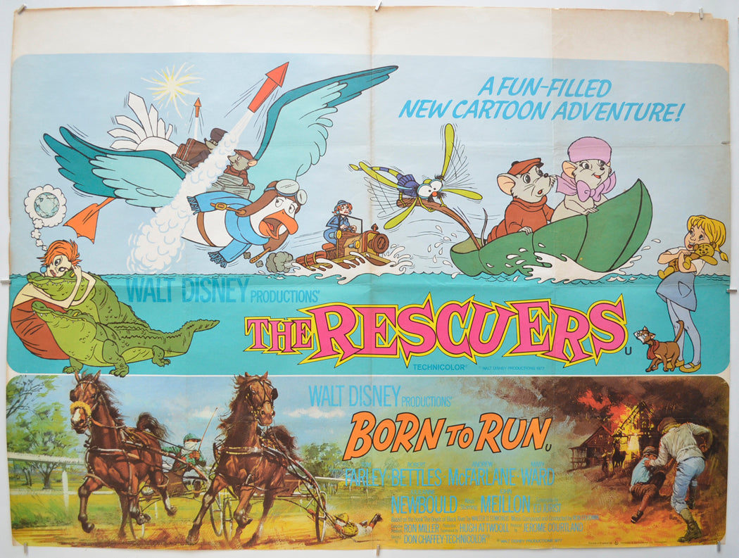 The Rescuers / Born To Run (Double Bill)  Original Quad Poster - Film Poster - Movie Poster