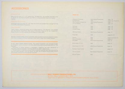 THE RESCUERS Cinema Exhibitors Campaign Press Book - BACK 