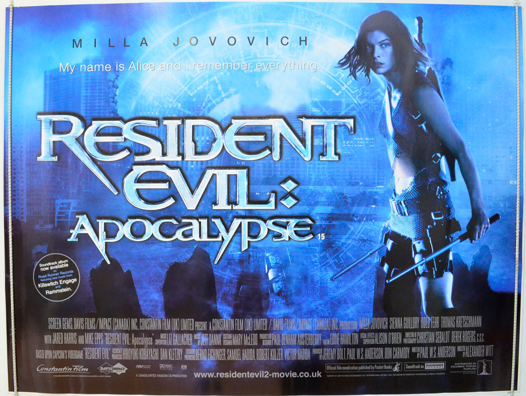 Resident Evil : Apocalypse Original British Quad Poster - Film Poster - Movie Poster 