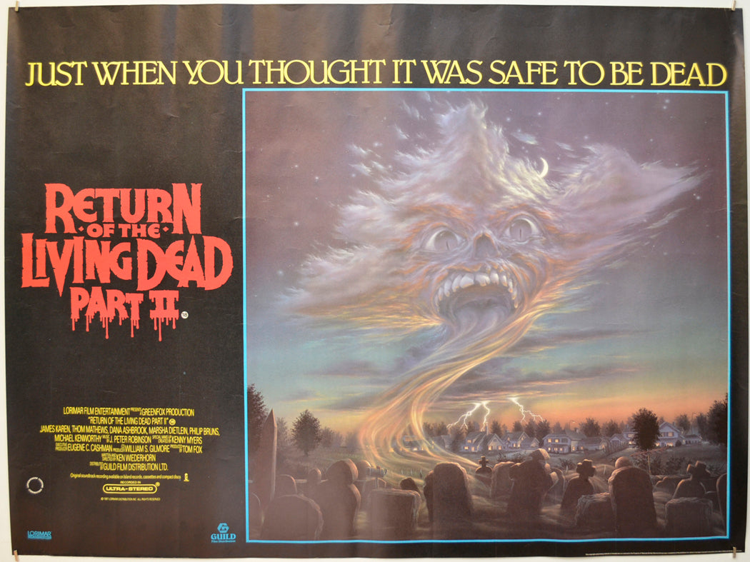 Return Of The Living Dead Part II Original Quad Poster - Film Poster - Movie Poster  