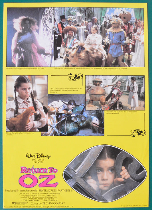 Return To Oz   Original 4 Page Cinema Exhibitors Synopsis / Credits Booklet