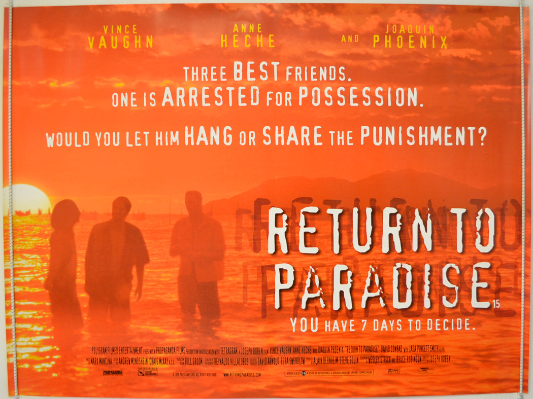 Return To Paradise  Original Quad Poster - Film Poster - Movie Poster 