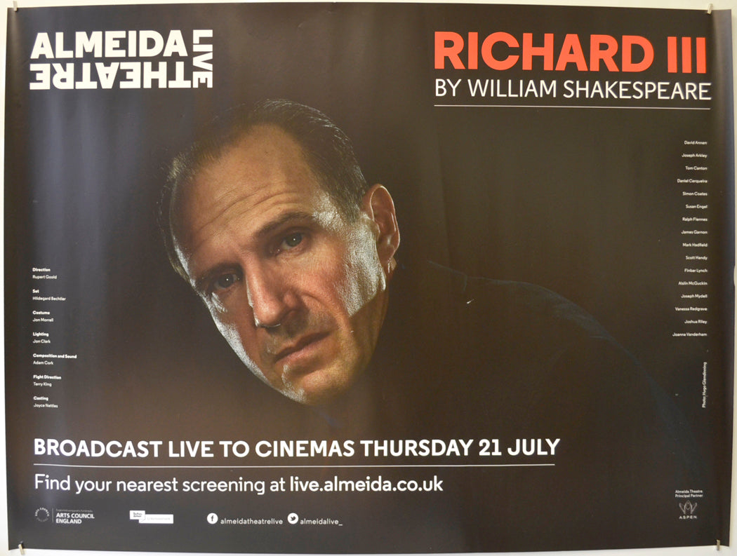 Richard III  (Almeida Live Theatre)   Original Quad Poster - Film Poster - Movie Poster