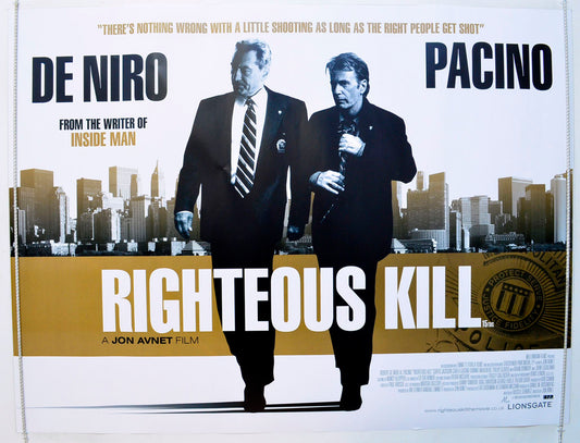 Righteous Kill  Original British Quad Poster - Film Poster - Movie Poster