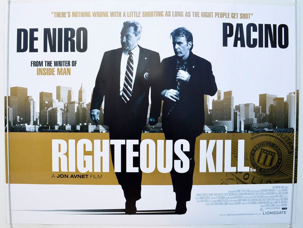 Righteous Kill  Original British Quad Poster - Film Poster - Movie Poster