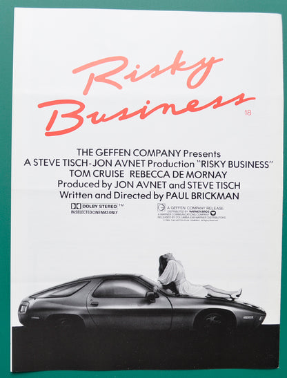 RISKY BUSINESS – Cinema Exhibitors Campaign Press Book – Synopsis Back