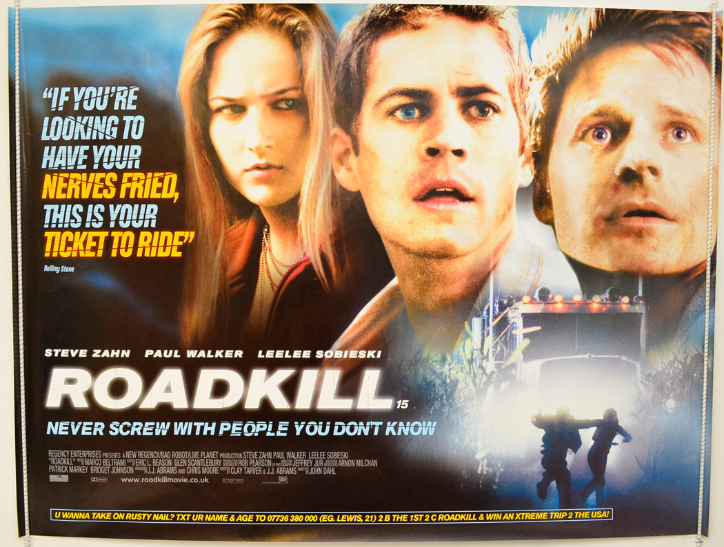 Roadkill  (a.k.a. Joy Ride)   Original Quad Poster - Film Poster - Movie Poster  