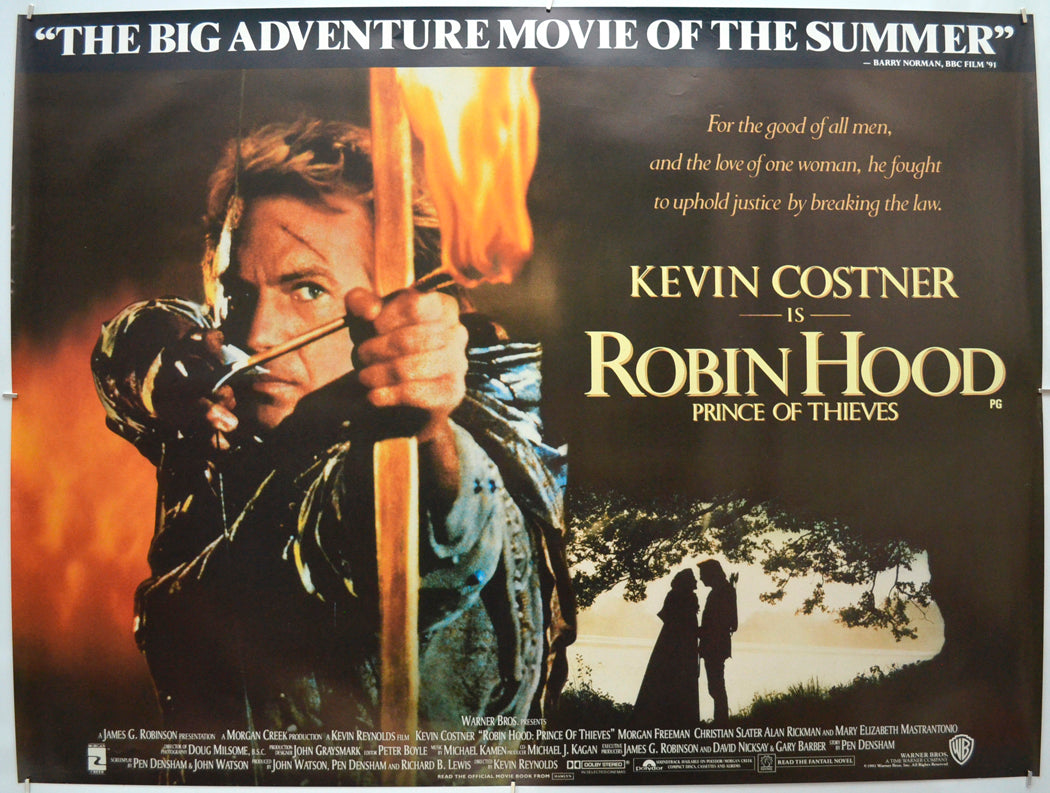 “Robin Hood Prince Of Thieves” Original Quad Poster - Film Poster - Mo ...