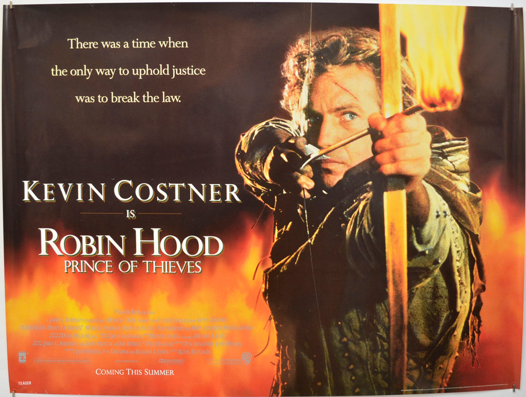 Robin Hood Prince Of Thieves  (Teaser / Advance Version)   Original Quad Poster - Film Poster - Movie Poster