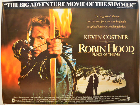 Robin Hood Prince Of Thieves Original Quad Poster - Film Poster - Movie Poster