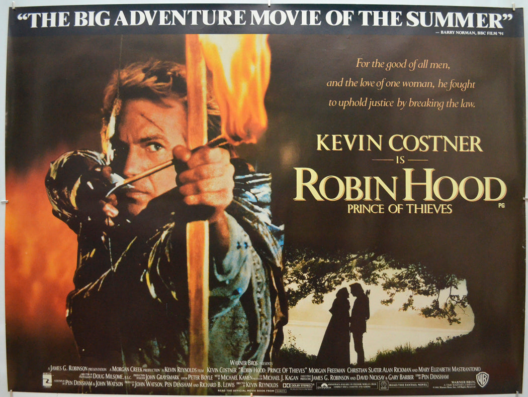 Robin Hood Prince Of Thieves Original Quad Poster - Film Poster - Movie Poster