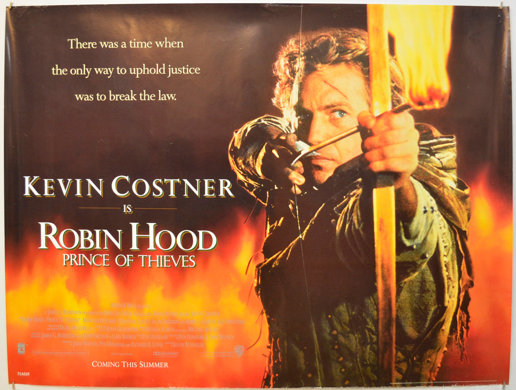 Robin Hood Prince Of Thieves (Teaser / Advance Version)  Original Quad Poster - Film Poster - Movie Poster