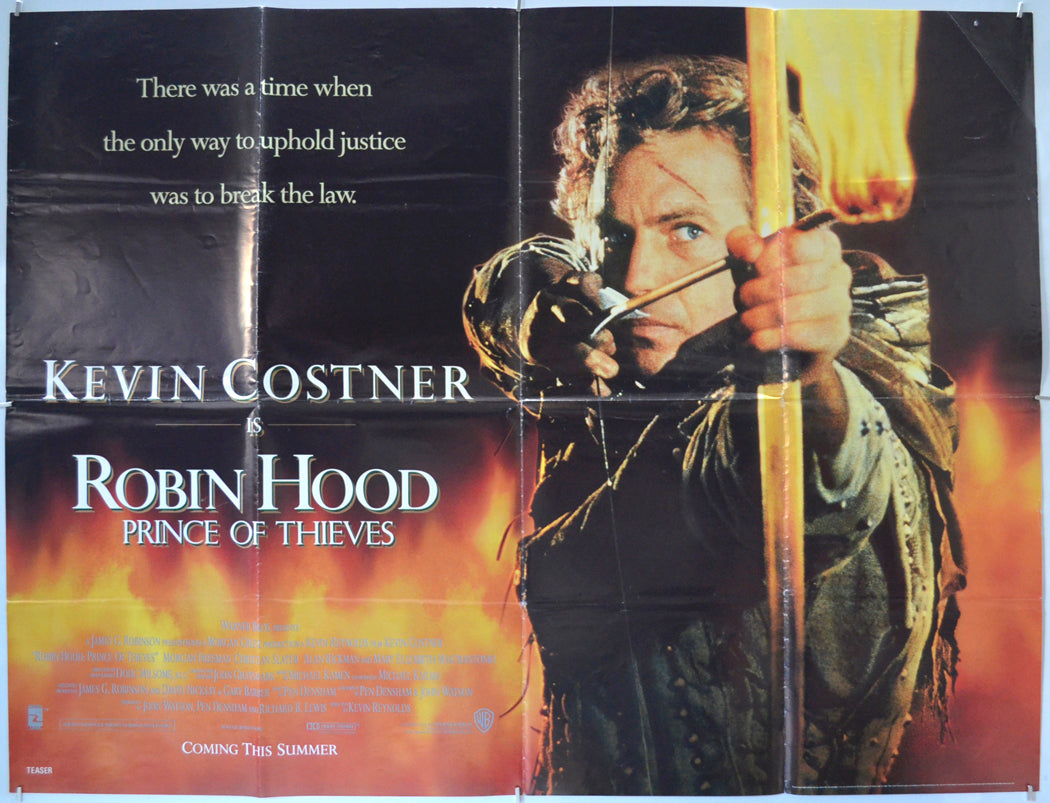 Robin Hood Prince Of Thieves (Teaser / Advance Version) Original Quad Poster - Film Poster - Movie Poster