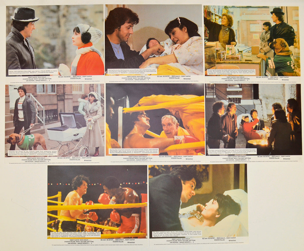 Rocky II Set of 8 Original Lobby Cards / Colour Front Of House Stills 