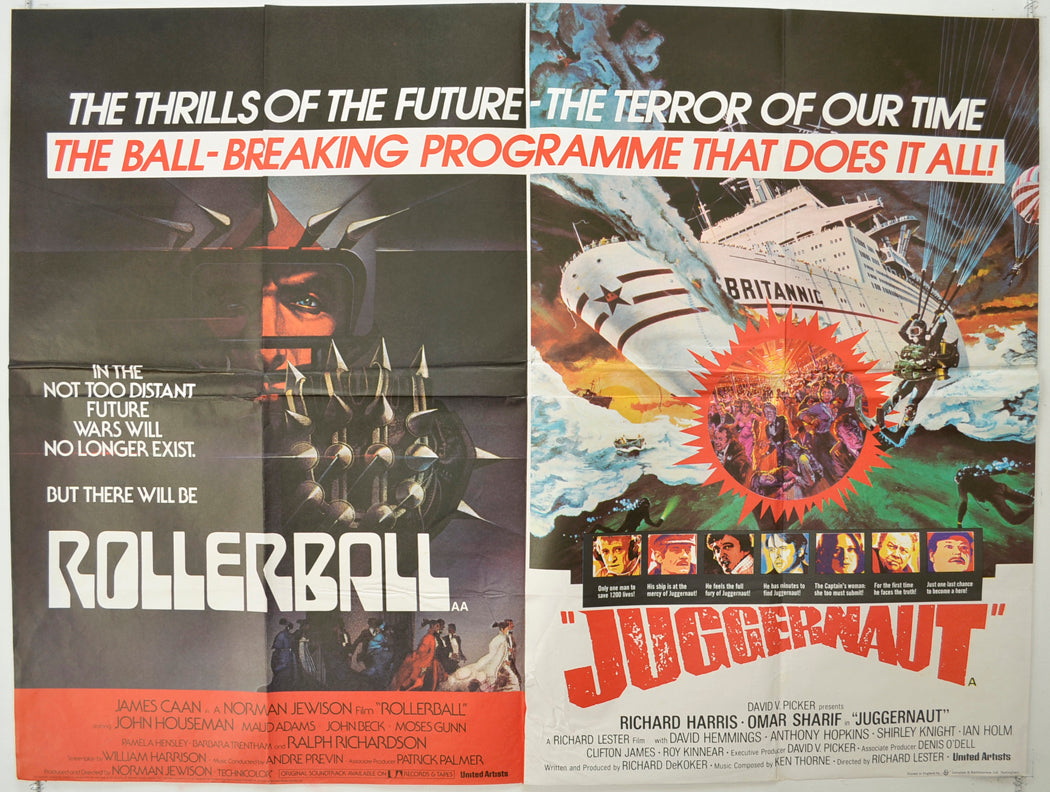 Rollerball / Juggernaut  (Double Bill)  Original Quad Poster - Film Poster - Movie Poster 