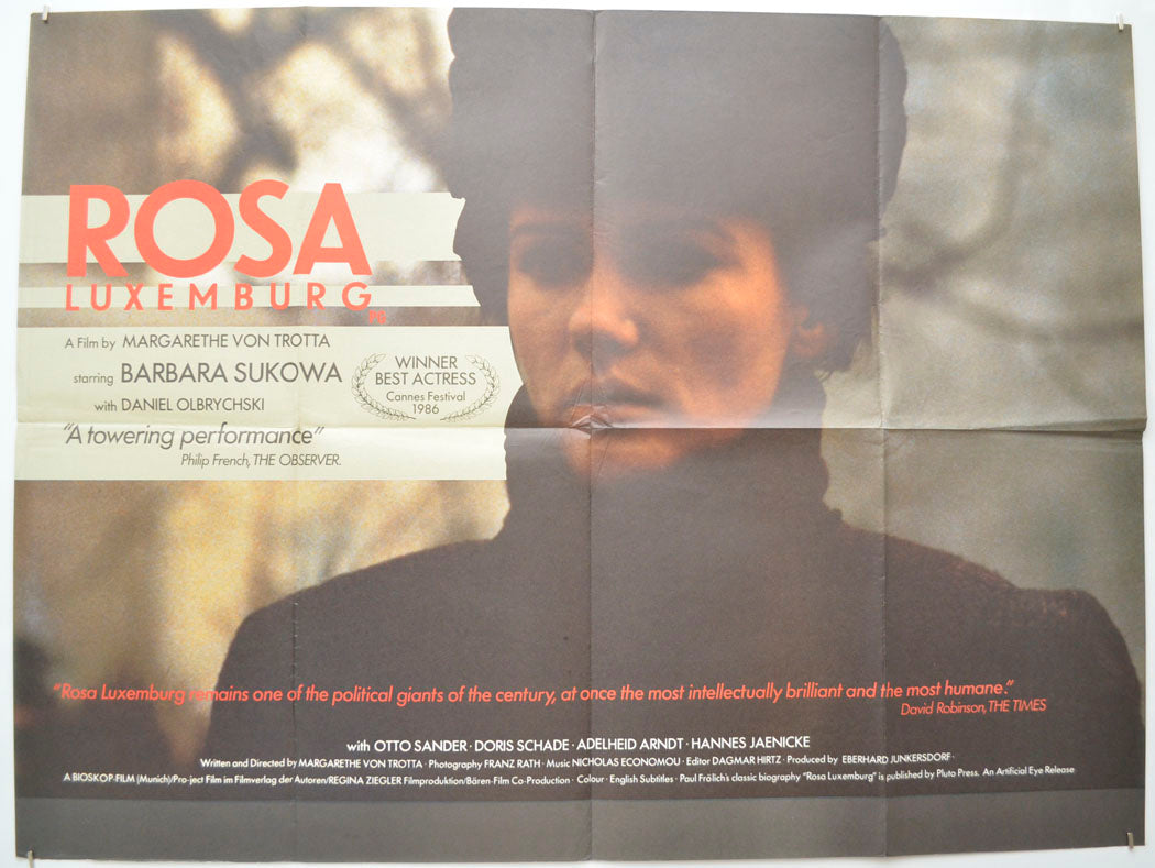 Rosa Luxemberg (a.k.a. Róza Luksemburg ) Original Quad Poster - Film Poster - Movie Poster