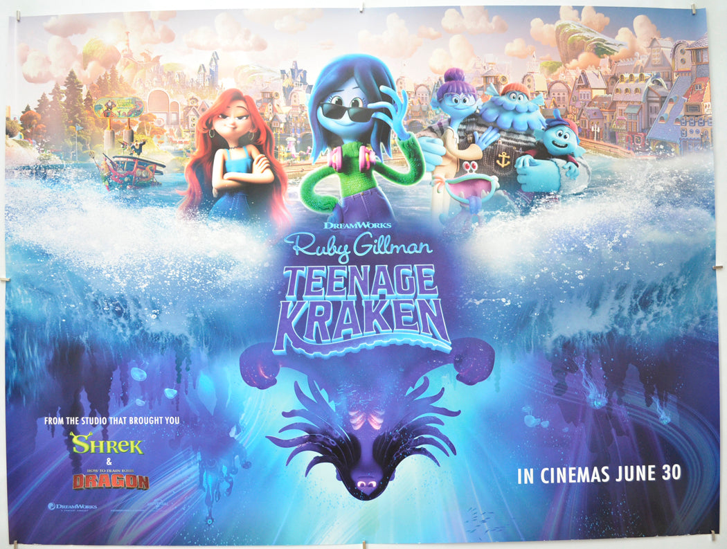 Ruby Gillman, Teenage Kraken (Teaser / Advance Version) Original Quad Poster - Film Poster - Movie Poster 