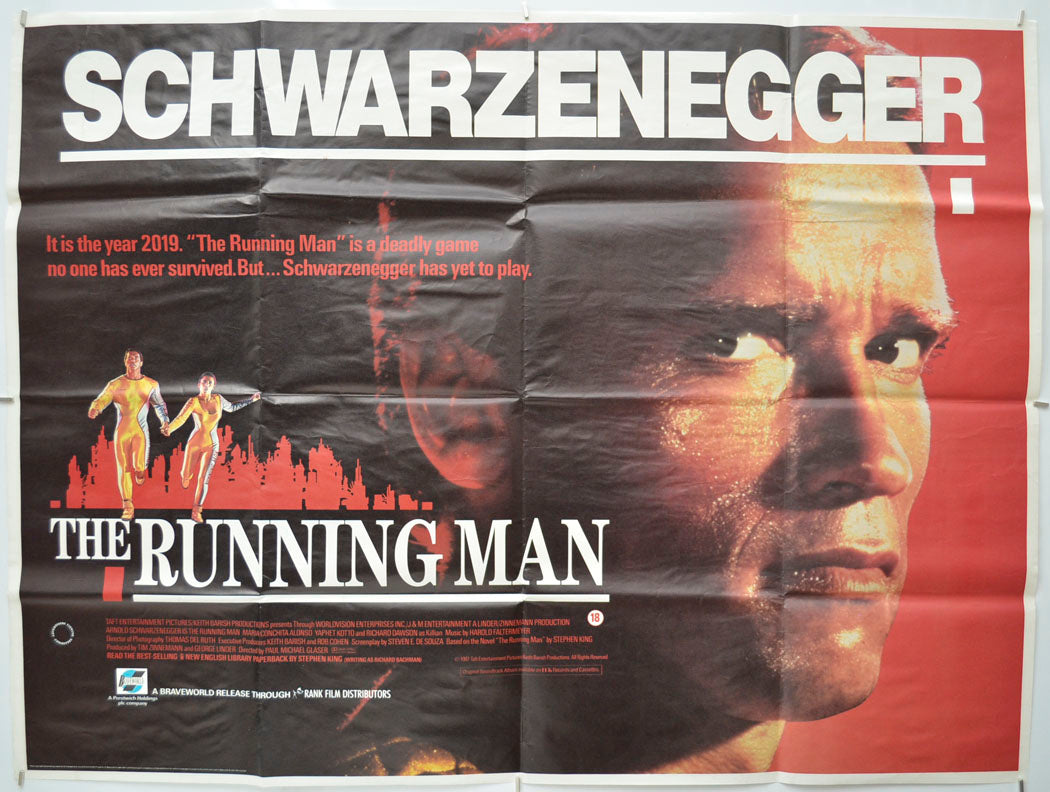 The Running Man Original Quad Poster - Film Poster - Movie Poster