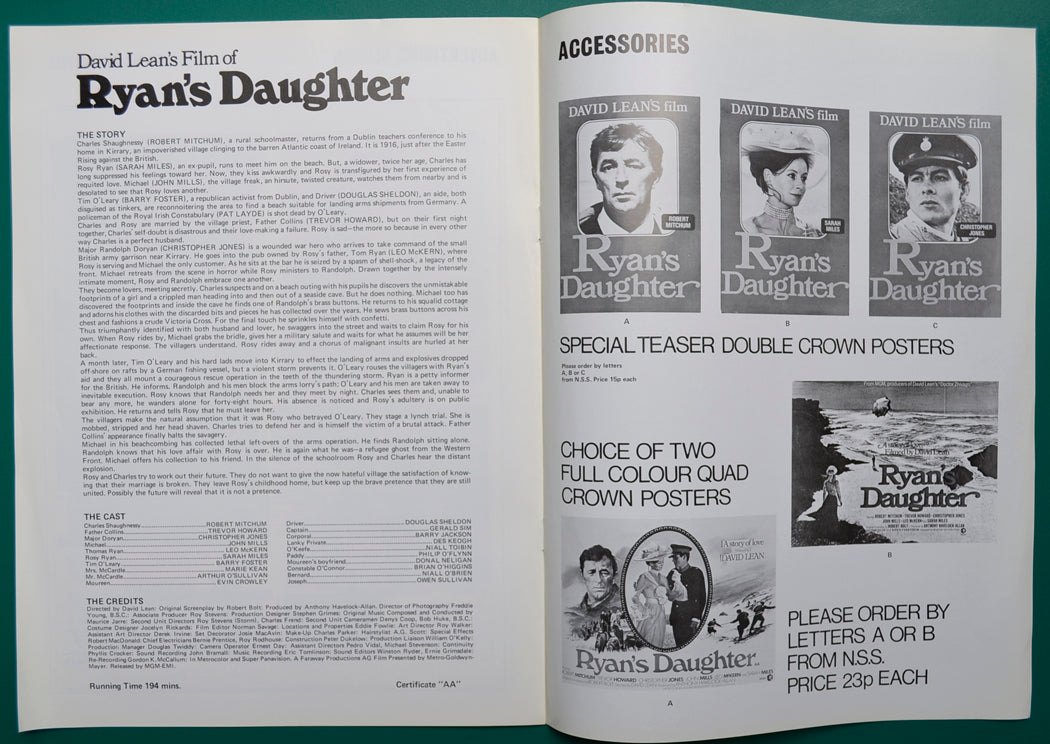 RYAN’S DAUGHTER – Original Cinema Exhibitors Press Book - Inside