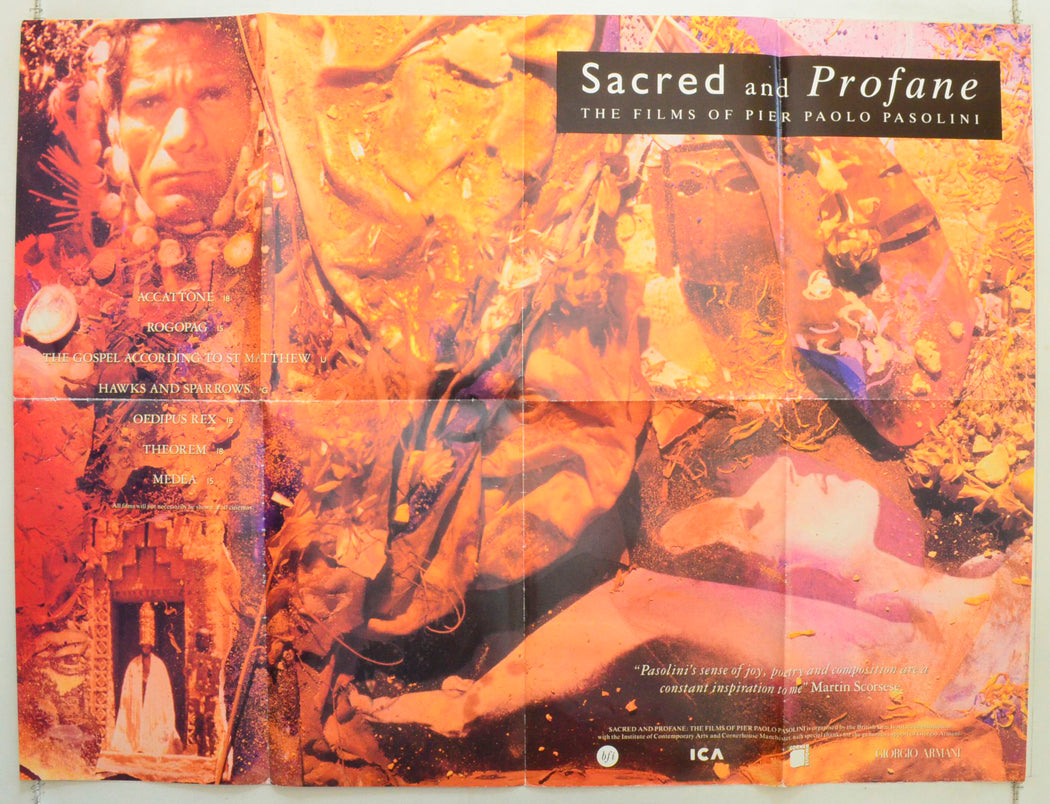 Sacred And Profane  (The Films Of Paolo Pasolini ,British Film Institute Poster)   Original British Quad Poster - Film Poster - Movie Poster 