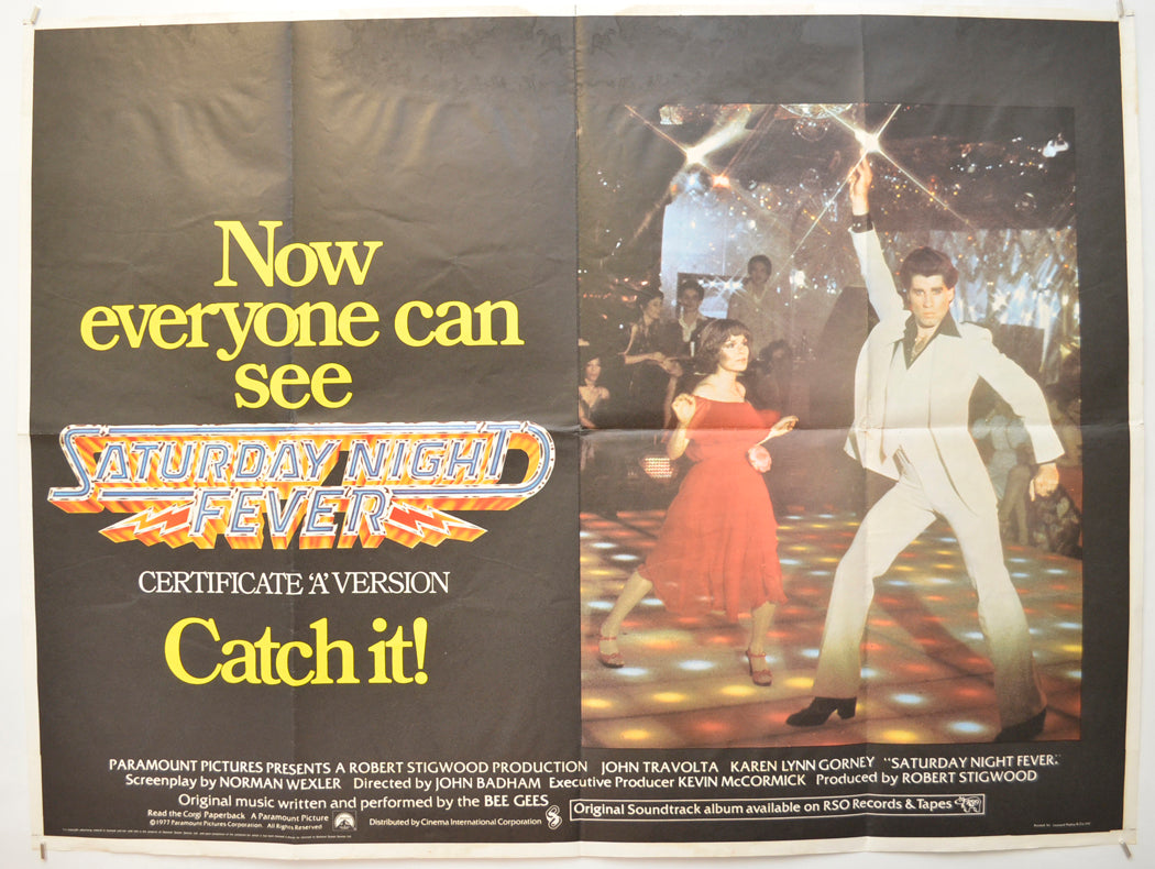 Saturday Night Fever (Certificate A Version) Original Quad Poster - Film Poster - Movie Poster