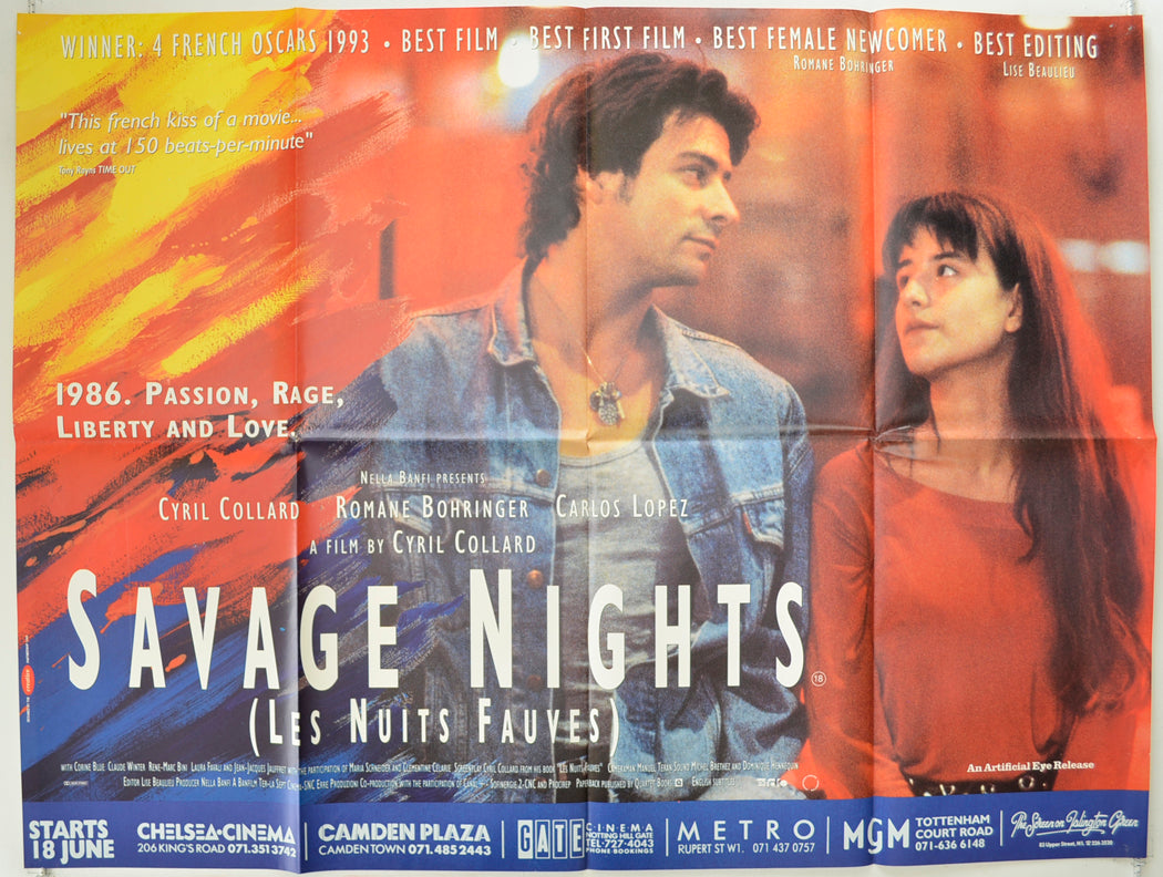 Savage Nights  (a.k.a Les nuits fauves)   Original Quad Poster - Film Poster - Movie Poster  